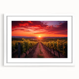 Abstract art print of Tuscany landscape in muted earth tones on a white-framed canvas, ideal for dining room decor.