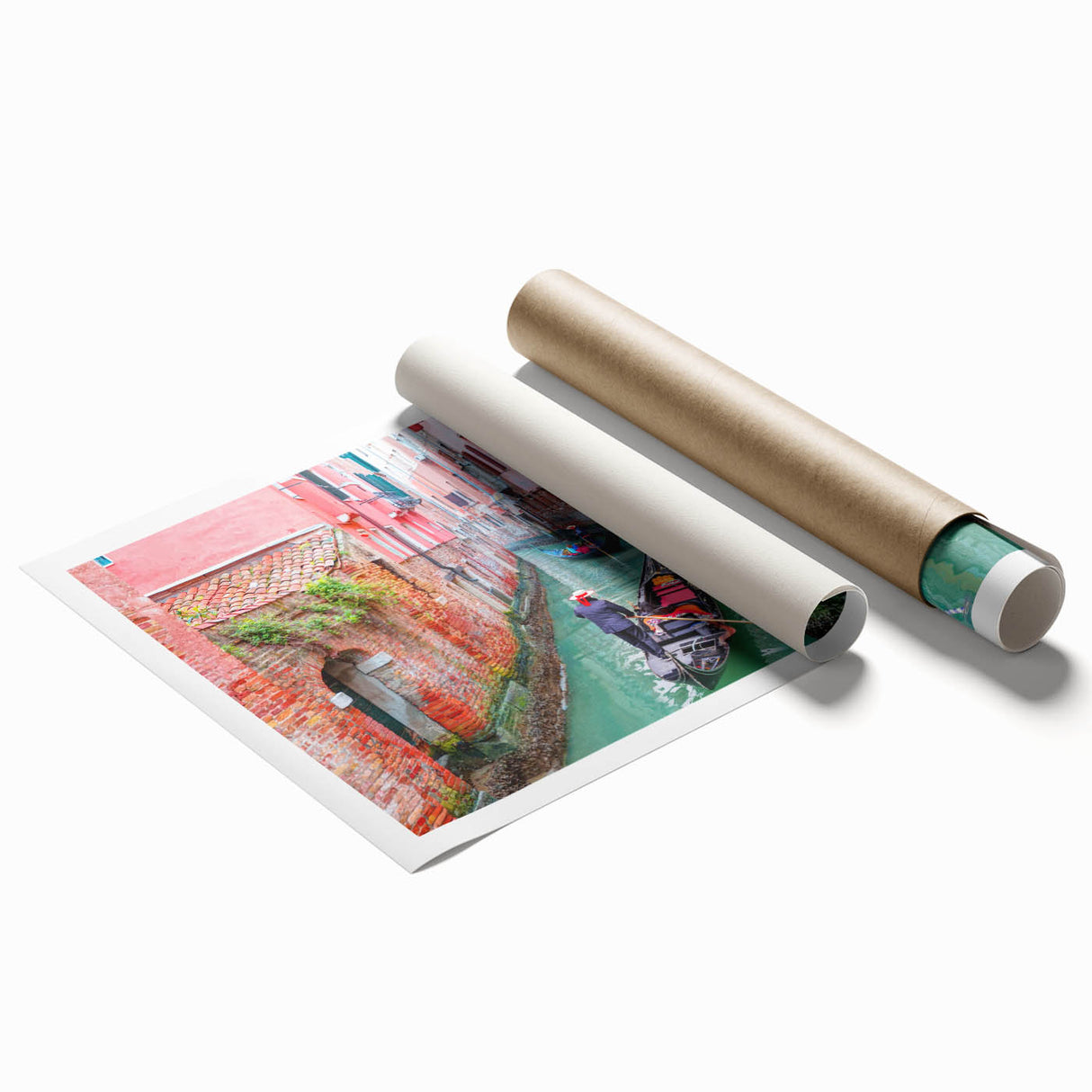 Venice scenery with muted watercolor tones on a rolled canvas, suitable for classy bathroom wall art.
