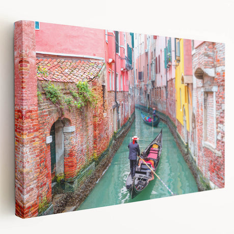 Venetian canal scene in muted watercolor tones on large stretched canvas, suitable for kitchen wall art.