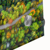 Large abstract wall art depicting a European Latvia scenery in mid-century modernist style on acrylic glass.