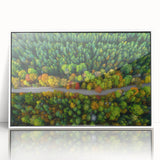 Mid-century modernist art depicting a European cityscape in muted tones on a framed acrylic, ideal for nursery wall art.