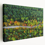 Large art on stretched canvas depicting serene Latvian scenery, muted green and blue tones, ideal for kitchen wall art.