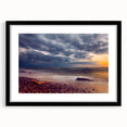 Abstract art print featuring vibrant, colorful textures of a European scenery on a large framed canvas.