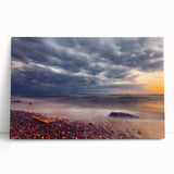 Large black and white photo of a European street scene on stretched canvas, suitable for kitchen wall art.