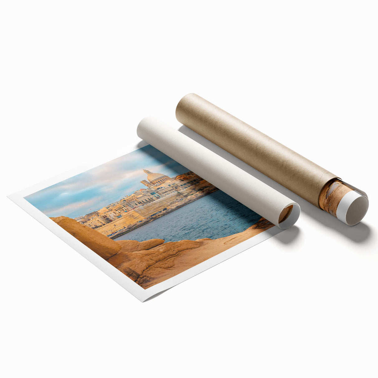 Extra large rolled print of a Malta scenery depicting vibrant floral art.