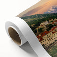 Art deco poster of Montenegro scenery in pastel shades on rolled canvas, ideal for nursery wall art.