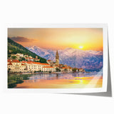 Extra large rolled print of a Montenegro landscape with vibrant green and blue tones.