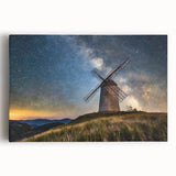 Black and white stretched canvas featuring a scenic European cityscape, ideal for kitchen wall art.