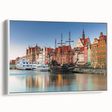 Vintage poster art of a European Polish landscape on framed canvas, featuring vibrant colors, ideal for living room decor.