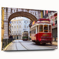 Acrylic print of Lisbon scenery with muted earth tones, ideal for dining room art.