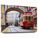 Acrylic print of Lisbon scenery with muted earth tones, ideal for dining room art.