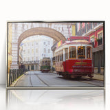Large art print of Lisbon scenery in muted earth tones on framed acrylic, suited for modern art wall decor.