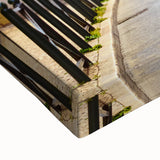 Black and white landscape art painting of Lisbon on stretched canvas, ideal for bedroom wall decor.