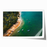 Rolled print of Porto scenery with vibrant blues and oranges on canvas, suitable for dining room wall art.