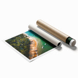 Extra large wall art depicting Porto, Portugal scenery with floral elements in soft pastel colors on rolled canvas.