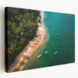 Porto, Portugal cityscape on large stretched canvas with vibrant blue and white tones, suitable for kitchen wall art.