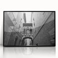 Large abstract wall art of Barcelona in muted gray and blue tones, framed acrylic, ideal for modern living room decor.