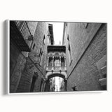 Vintage poster art of Barcelona with vibrant colors on a large framed canvas, ideal for living room decor.