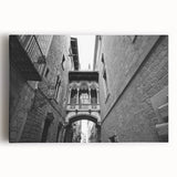 Black and white large canvas of Barcelona cityscape, ideal for kitchen wall art or bedroom decor.