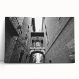 Large black and white canvas print of Barcelona cityscape, ideal for kitchen wall art.