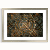 Textured abstract art print of Madrid scenery in muted earth tones on a framed canvas, ideal for bedroom art.