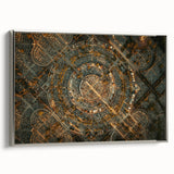 Landscape art painting of Madrid with colorful and vintage poster art style, framed in silver canvas.