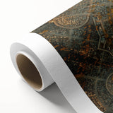 Art Deco poster of Madrid scenery on rolled canvas, featuring muted earth tones, ideal for nursery wall art.