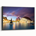 Black and white vintage poster art of Valencia landscape on framed canvas, ideal for bedroom wall decor.