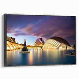 Black and white vintage poster art of Valencia landscape on framed canvas, ideal for bedroom wall decor.