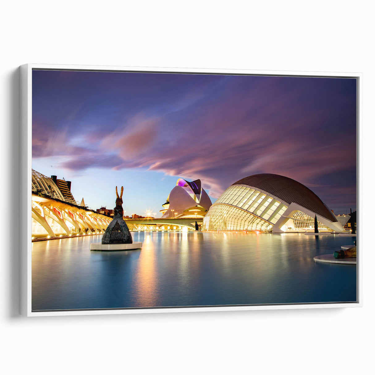 Vintage poster art of Valencia scenery in vibrant colors on a large framed canvas, ideal for living room decor.