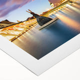 Art deco poster of Valencia scenery in soft pastel shades on rolled canvas, suited for dining room wall art.