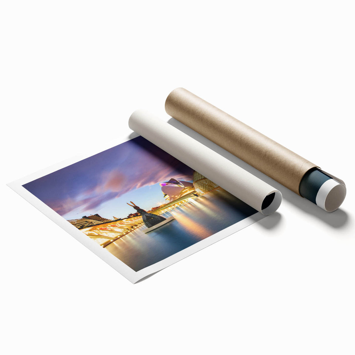 Extra large rolled print of a floral art scene in Valencia, Spain, in vibrant colors, ideal for classy bathroom wall art.