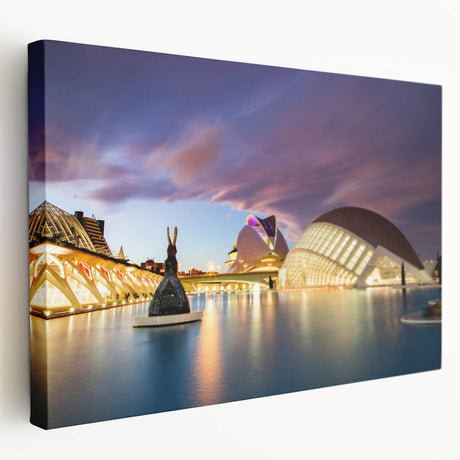 Large canvas print of a serene Valencia cityscape in soft earth tones, suitable for kitchen wall art.