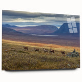 Large abstract wall art depicting a European scenery in Sweden, with cool blue and green tones on acrylic glass.