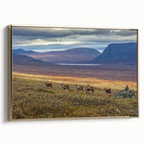 Framed canvas depicting a vintage European landscape in muted gold and black tones, ideal for bedroom wall decor.