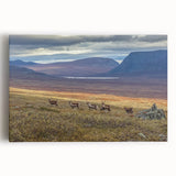 Black and white photograph of a serene Swedish landscape on large stretched canvas, ideal for kitchen wall art.