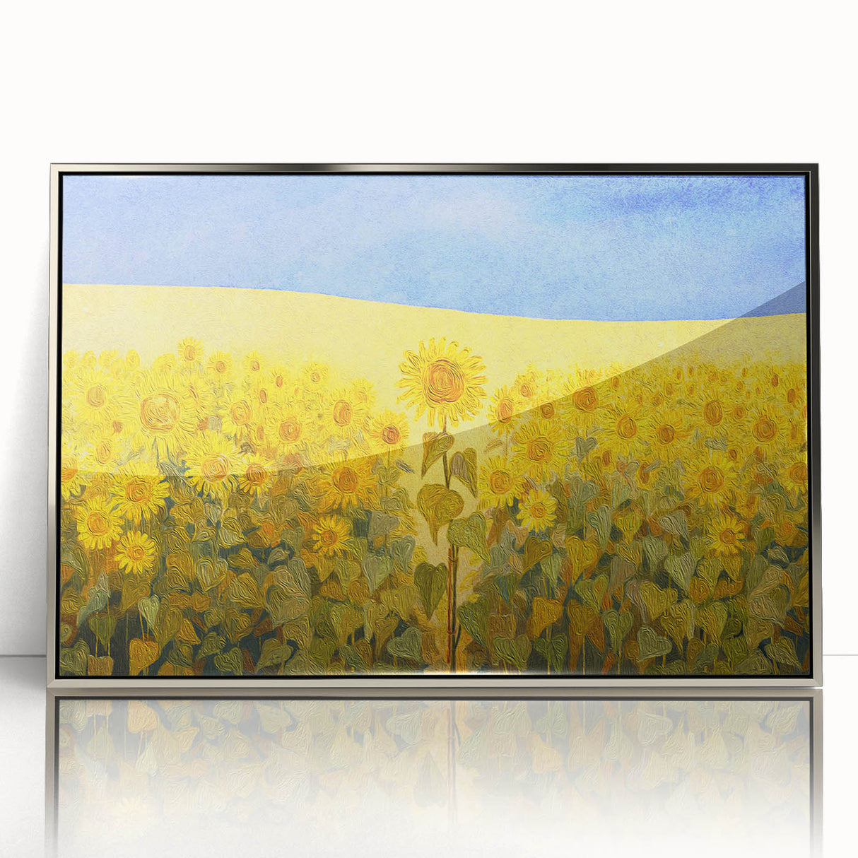 Mid-century modernist art depicting a European scenery in Ukraine on a framed acrylic print, suitable for nursery wall art.