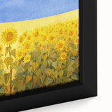 Extra large framed canvas depicting a textured, colorful Ukrainian landscape, ideal for living room decor.