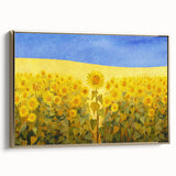 Framed canvas wall art depicting a vintage-style landscape of Ukraine in muted gold and black tones, ideal for bedroom decor.