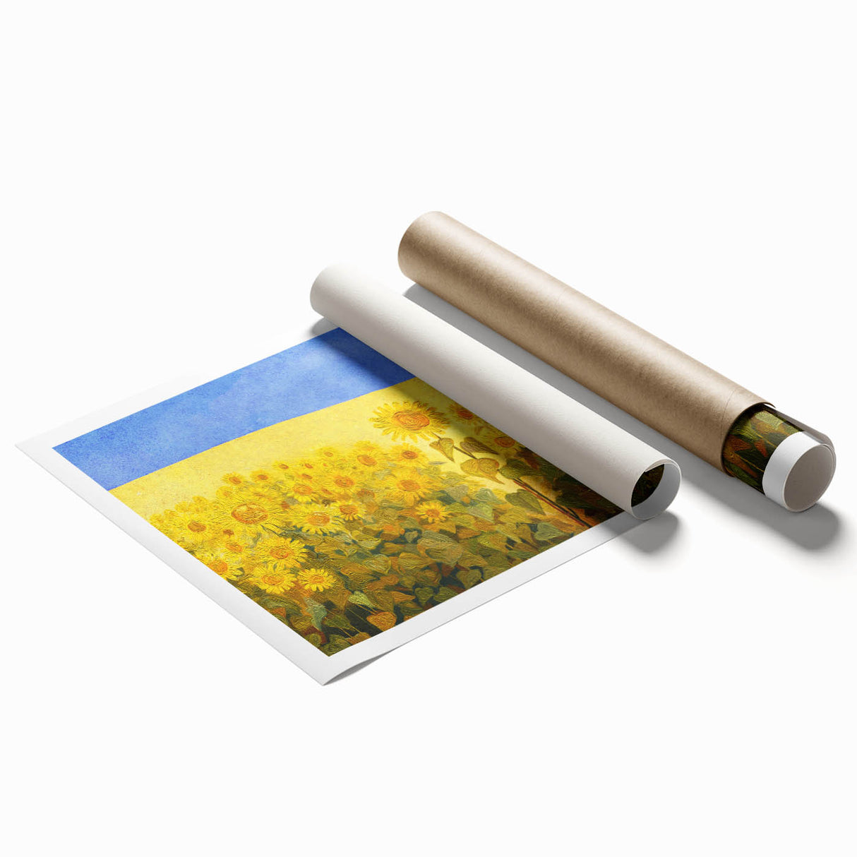 Extra large rolled print featuring a serene Ukrainian landscape in muted earth tones, ideal for classy bathroom wall art.