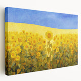 Large stretched canvas depicting a serene Ukrainian landscape in soft pastel hues, ideal for kitchen wall art.