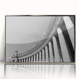 Mid-century modernist art of the Vatican scenery in muted earth tones on a framed acrylic.