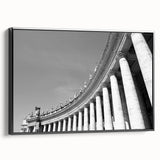 Black and white framed canvas featuring a vintage poster-style landscape of the Vatican, ideal for bedroom decor.