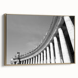 Framed canvas featuring a vintage-style landscape painting of the Vatican, with muted gold and black tones.
