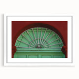 Abstract art print of Baja California scenery in muted earth tones on a framed white mat, ideal for dining room decor.