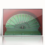 Art deco poster of Baja California scenery in muted earth tones, framed acrylic, ideal for modern nursery wall art.