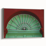 Framed canvas depicting a colorful Baja California landscape with vintage poster art elements.