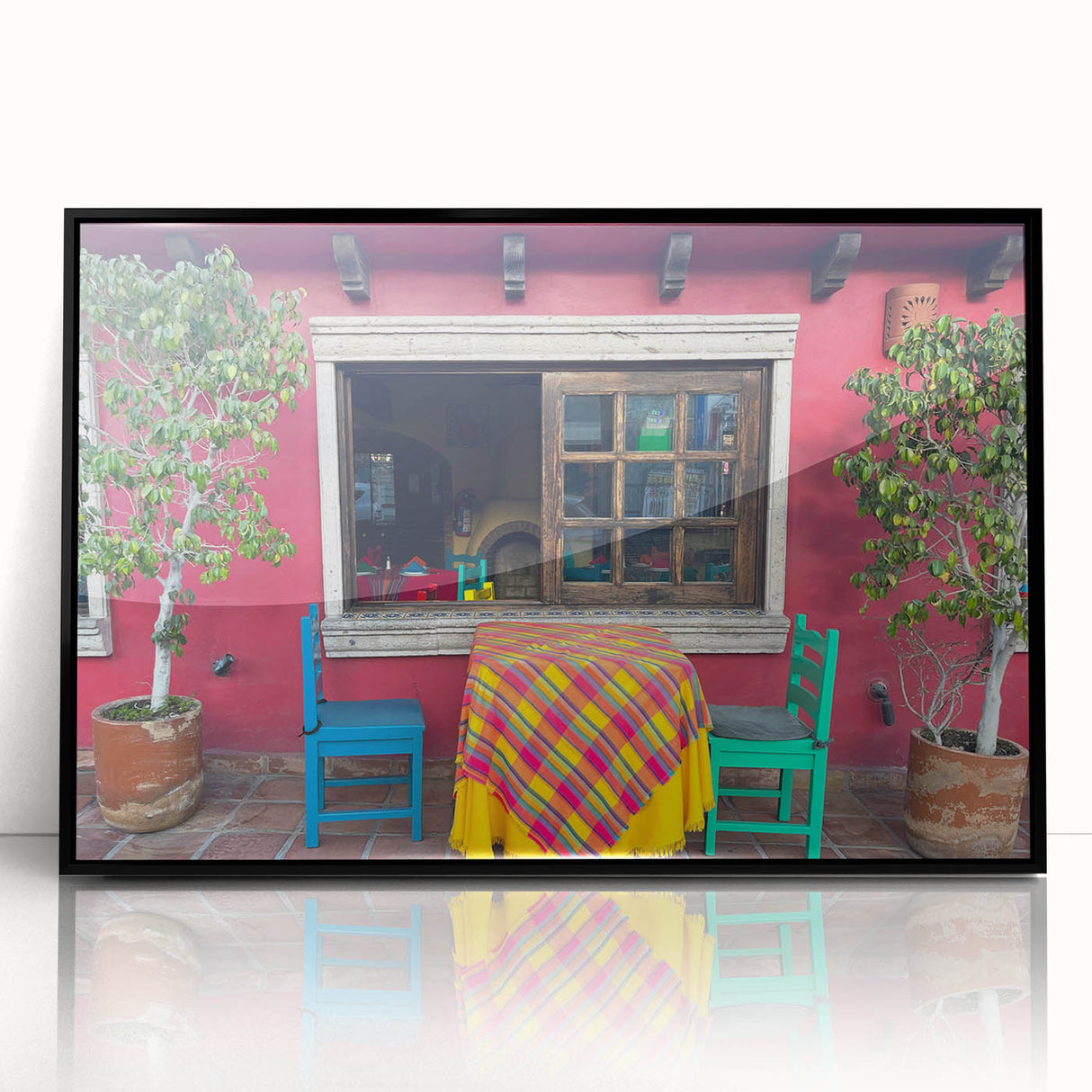 Large abstract wall art of Cabo San Lucas scenery in muted tones on framed acrylic, ideal for modern living room decor.