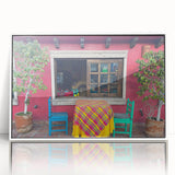 Framed acrylic print of Cabo San Lucas scenery in muted blues and greens, ideal for modern art wall decor.