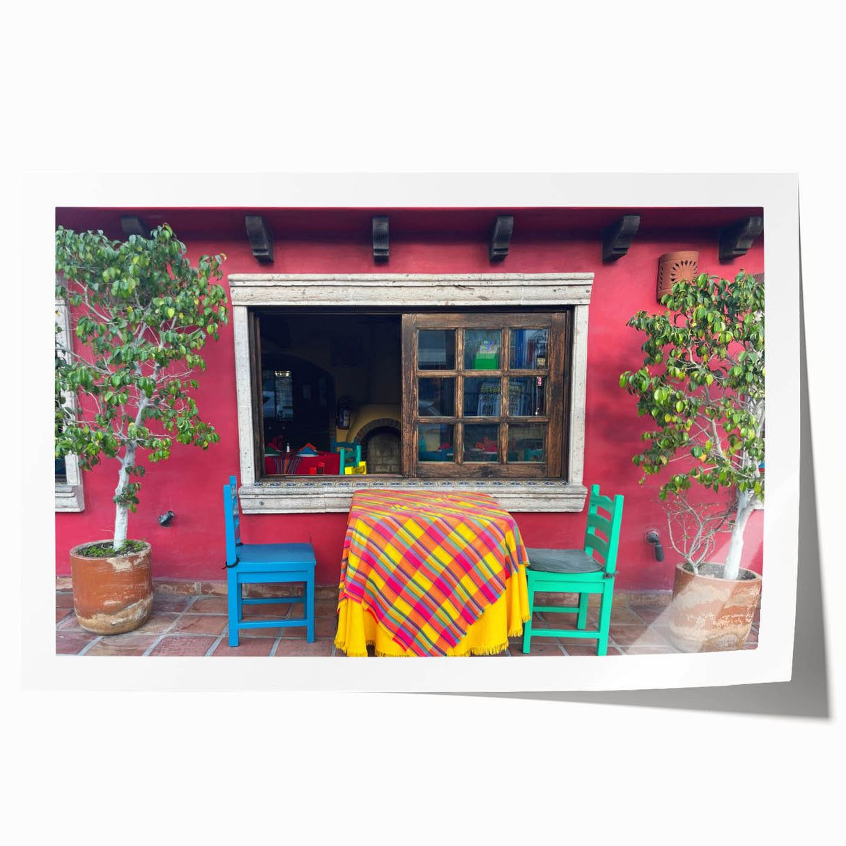 Extra large rolled print depicting a scenic view of Cabo San Lucas with vibrant blue and green tones.
